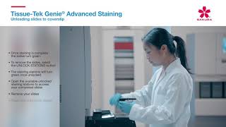 Tissue Tek Genie Advanced Staining System Unloading slides to coverslip [upl. by Kennie]