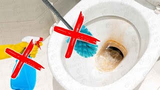 Easy Way to Clean Toilet Bowl Stains  Remove Toilet Hard Water Calcium Deposit Without Scrubbing [upl. by Jeu]