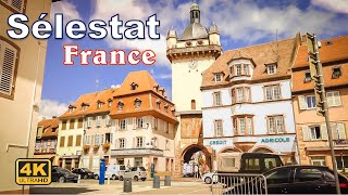 Sélestat Alsace France  Walking Tour 4K UHD [upl. by Zendah]