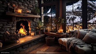 🔥Winter Ambience  Embrace the Serenity with Snowfall and Fireplace Sounds for Sleep Relaxation [upl. by Hornstein]