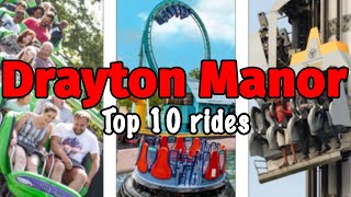 Top 10 rides at Drayton manor  Staffordshire England  2022 [upl. by Krilov]