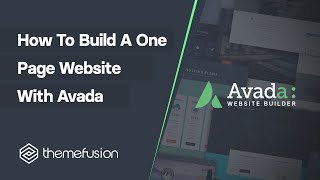 How To Set Up A One Page Website With Avada [upl. by Quint]