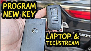 Program Key Fob Remote and Credit Card Key for your Lexus or Toyota with Techstream Laptop VXDiag [upl. by Chatwin]