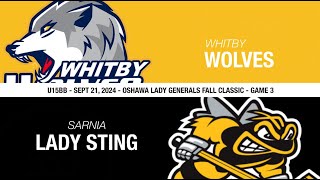 20240921  U15BB  Whitby Wolves vs Sarnia Sting  OFC3 [upl. by Aneela]