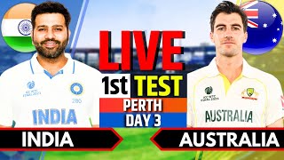 India vs Australia 1st Test Day 3  IND vs AUS Live Match  Live Cricket Match Today 2nd Session [upl. by Anaeco]