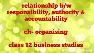 Relationship between Responsibility Authority and Accountability class 12 business studies [upl. by Wilden]