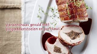 Keurslager recept  Varkenshaas met bospaddenstoelen [upl. by Kempe487]