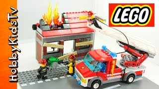 LEGO City Firetruck Stop Motion Build HobbyKidsTV [upl. by Kilroy721]