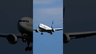 Cargo Boeing 767 Landing at Lajes Terceira island shorts [upl. by Levon351]