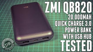 Unboxing and testing a ZMI QB820 20000mAh QC30 Powerbank with USB hub [upl. by Yonita]