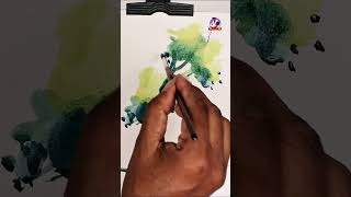 how to draw a tree easy  Watercolor Painting for Beginners  දියසායම් සරළව ගහක් අඳිමු shorts [upl. by Ernesto]