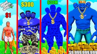 1 BLUE HULK YEARS SUIT into 1000000000 GIANT BLUE HULK in GTA 5 [upl. by Gwenette]