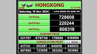 Hongkong Live draw result 16112024  Live Draw HK [upl. by Roux]