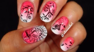 Stamping amp Gradient Nail Art  Moyou London Stamping Review [upl. by Aggarwal]