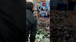 Woman Shatters Hundreds of Bottles of Alcohol Inside an English Supermarket [upl. by Anoit991]