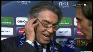 Moratti INTER Battibecco Giornalista sky sport HQ Champions League 2010 220510avi [upl. by Anidal]