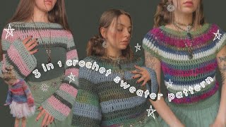 3 in 1 crochet sweater top and shrug pattern  easy [upl. by Orva]