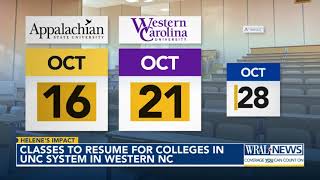 Classes to resume for colleges in UNC System in western NC [upl. by Rimat782]