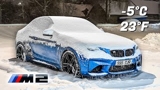 BMW M2 Cold Start amp POV Drive in Heavy Snow 5°C  23°F [upl. by Ydwor]