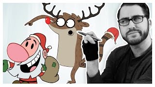 Drawing Cartoon Characters as Christmas Characters [upl. by Lieberman]