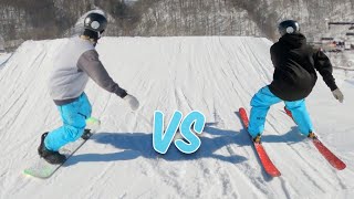 Skiing vs Snowboarding Whats Easier To Learn In The Terrain Park [upl. by Hermina]