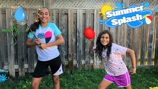 WATER BALLOON CHALLENGE family fun playtime [upl. by Rabbaj]