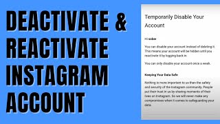 How To Deactivate and Reactivate Your Instagram Account [upl. by Dnivra359]