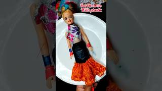 Barbie dress with ribbon 🎀👗👗 Doll dress making easy shorts ytshorts trending barbiedoll [upl. by Roshan]