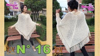 Como tejer el poncho N° 16 reversible a crochet en punto panal de abeja o nido de abeja para damas [upl. by Jael]