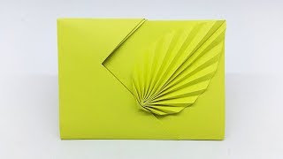 Leaf Envelope making with paper with out Glue Tape and Scissors Origami Envelope [upl. by Randee]