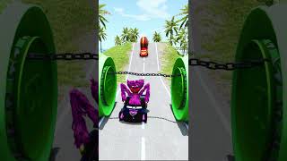 Strange Cars Mr Beast McQueen amp Crazy Frog VS Bollards in BeamNGdrive [upl. by Sausa26]