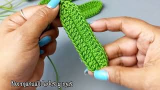 🌱Hojas a crochet para tulipaneste enseño paso a paso crochet hojas crochet [upl. by Eardna49]