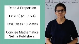 ICSE Class 10 Maths  Ex7D Q21  Q24  Ratio and Proportion  Concise Selina Answers [upl. by Ahcas103]