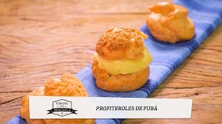 PROFITEROLES DE FUBÁ  TEMPERO NA MOCHILA [upl. by Arutek]