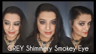 Glam Grey Shimmery Smokey Eye Makeup [upl. by Gertie246]