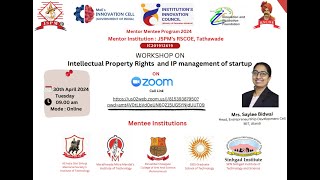 Session on Intellectual Property Rights IPR amp IP management for startup [upl. by Latonia]