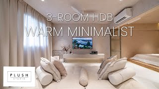 Take a Peek Inside This Cosy Warm Minimalist 3Room HDB  SG Home Tour  Plush Interior Design [upl. by Shirlene]