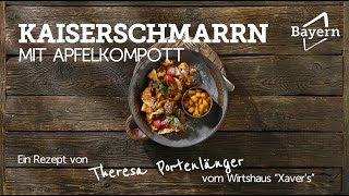 Rezept für Kaiserschmarrn mit Apfelkompott  ErlebeBayern [upl. by Eniotna]