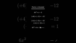 Lets learn how to factor a quadratic trinomial 6x²  x  2 algebra animation maths ai [upl. by Anier]