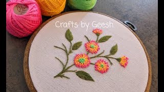 Beautiful flowers with pistil stitch  Hand embroidery tutorial for beginners [upl. by Pik]