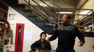 Mike Yung quotLets Get it Onquot – Singing in NYC Subway Station [upl. by Ettena]