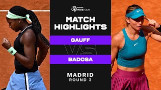 Coco Gauff vs Paula Badosa  2023 Madrid Round 3  WTA Match Highlights [upl. by Aynor]