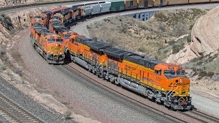 4K BNSF and Union Pacific Freight Trains in the Cajon Pass  Foreign Power CNW Leader amp More [upl. by Junina661]