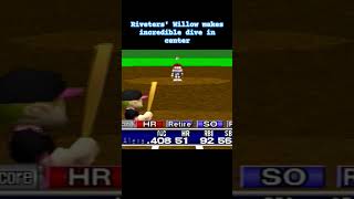 Riveters Willow makes incredible dive in center mlb baseball dive retrogaming playstation ps1 [upl. by Etteb]