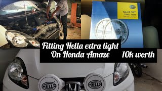 Hella comet 700ff extra light installing in Honda Amaze carworth 10kdon’t buy b4 watch this video [upl. by Enyalahs]