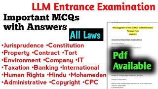 All Law Papers Important MCQ Set with Answers 😱 For LLM Entrance Examination [upl. by Leoy731]