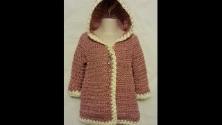 How to Crochet baby coat jacket BagODay Crochet Tutorial 201 [upl. by Yardna]