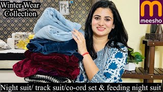 Meesho Winter Wear Haul Starting ₹332 Velvet CoOrd Set Woolen Night Suit Jacket Palazzo Shikha [upl. by Lansing889]