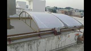 Retractable Sliding Roof polycarbonate sheet 100 aluminium  Available on IndiaMART [upl. by Ahsikal433]