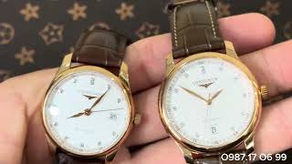 RẺ  Bộ đôi Longines vàng khối 18k cọc số đính kim cương sang trọng size 36mm và 385mm  BWATCH [upl. by Meraree]